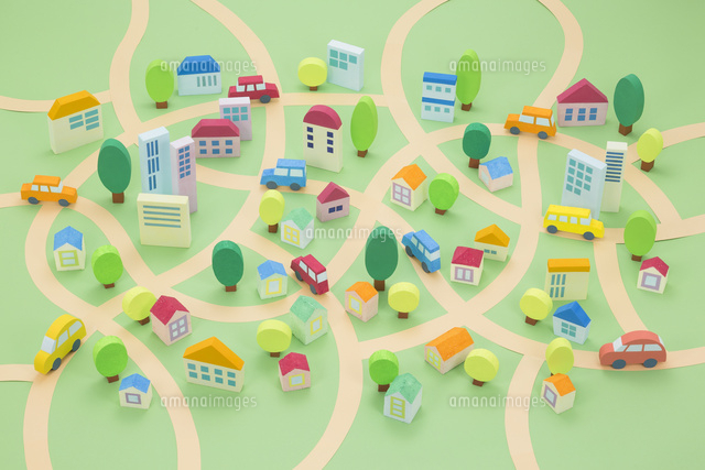 住宅地の街並み俯瞰 の写真素材 イラスト素材 アマナイメージズ