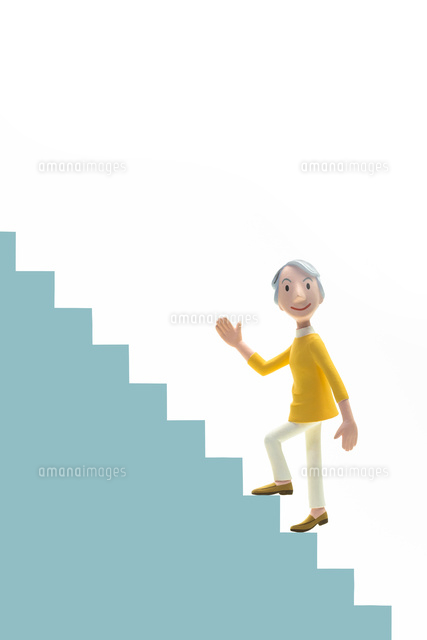 元気 階段 登る 初老女性 の写真素材 イラスト素材 アマナイメージズ