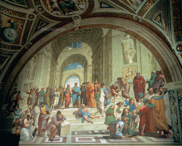 ラファエロの間 アテネの学堂[25100000330]の写真・イラスト素材
