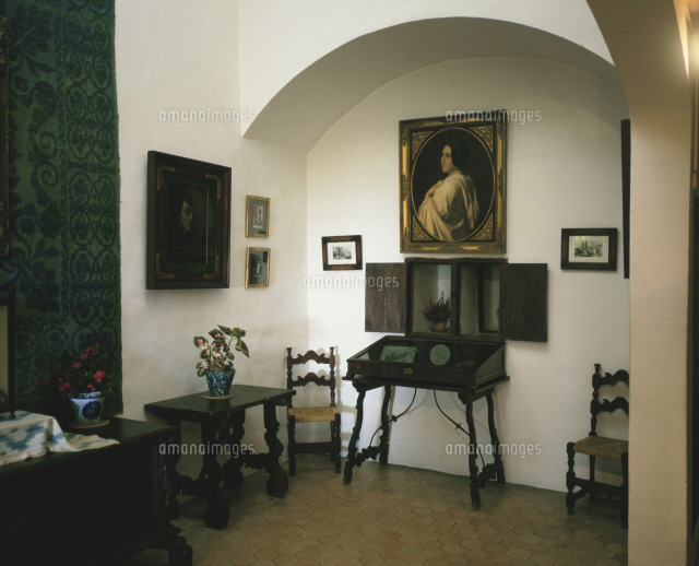 油彩画 メティオラ修道院　山と修道院の風景 インテリア　アンティーク ジョルジュ・サンドの部屋 カルトゥハ修道院[25102005931]の写真