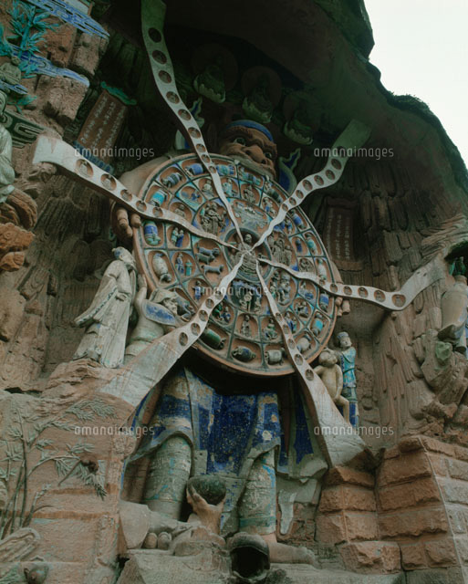 輪廻 図 仏 仏教 彩絵六道輪廻図掛軸 清朝期 曼荼羅 刺繍表装 布本
