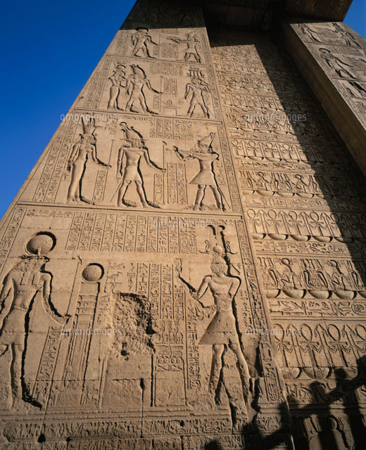 ⚜️神殿の砦⚜️入手困難品⚜️ コンス神殿門のレリーフ カルナック神殿[25277012347]の写真・イラスト