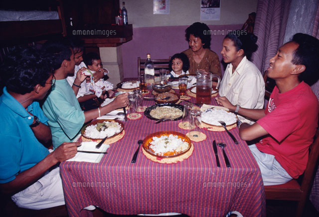 一般家庭の食事風景 の写真素材 イラスト素材 アマナイメージズ