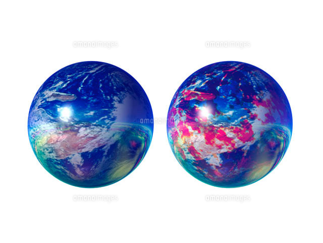 2つの地球 CG[28059000348]の写真・イラスト素材｜アマナイメージズ