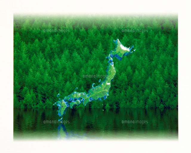 森林と日本列島のｃｇイメージ の写真素材 イラスト素材 アマナイメージズ