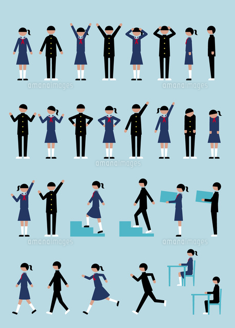 学生セット 学ラン セーラー服 の写真素材 イラスト素材 アマナイメージズ