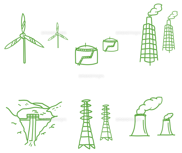 発電関連のアイコン の写真素材 イラスト素材 アマナイメージズ