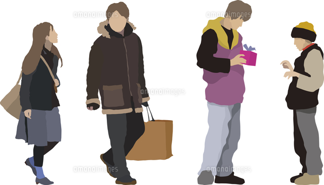 男女ペア 冬 4人 の写真素材 イラスト素材 アマナイメージズ