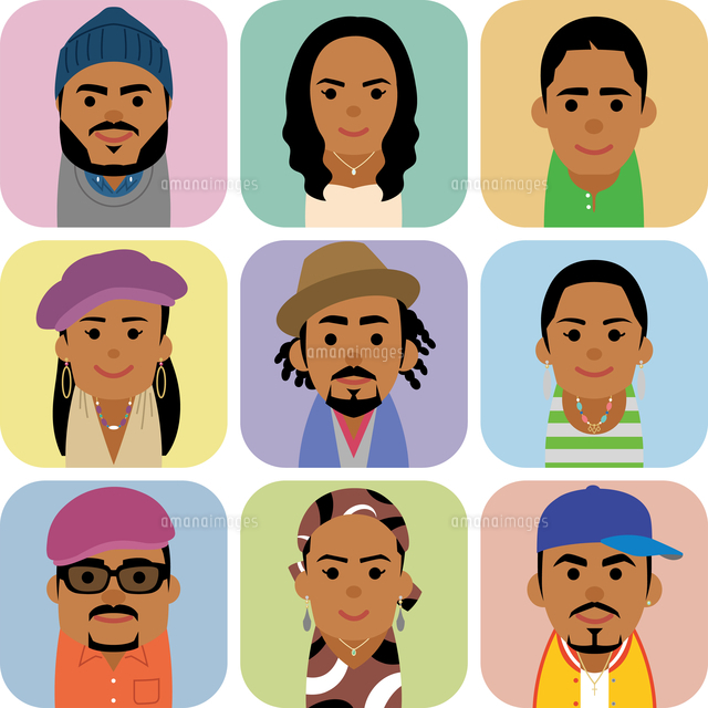 黒人男女の集合イラスト の写真素材 イラスト素材 アマナイメージズ