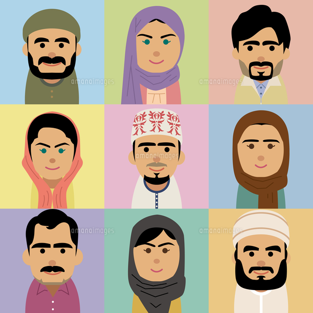 中東人男女の集合イラスト の写真素材 イラスト素材 アマナイメージズ