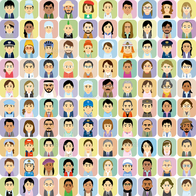 様々な人種の働く男女の集合イラスト の写真素材 イラスト素材 アマナイメージズ