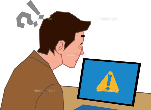 ２ｉｎ１ Pcの警告に驚く若い男性 の写真素材 イラスト素材 アマナイメージズ