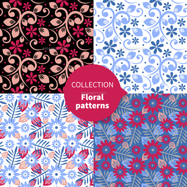 Seamless vector floral pattern set[60016001375]の写真素材・イラスト素材｜アマナイメージズ