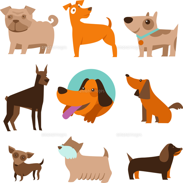 Vector Set Of Funny Cartoon Dogs の写真素材 イラスト素材 アマナイメージズ