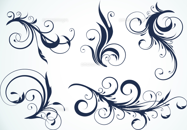 Vector illustration set of swirling flourishes decorative floral ...