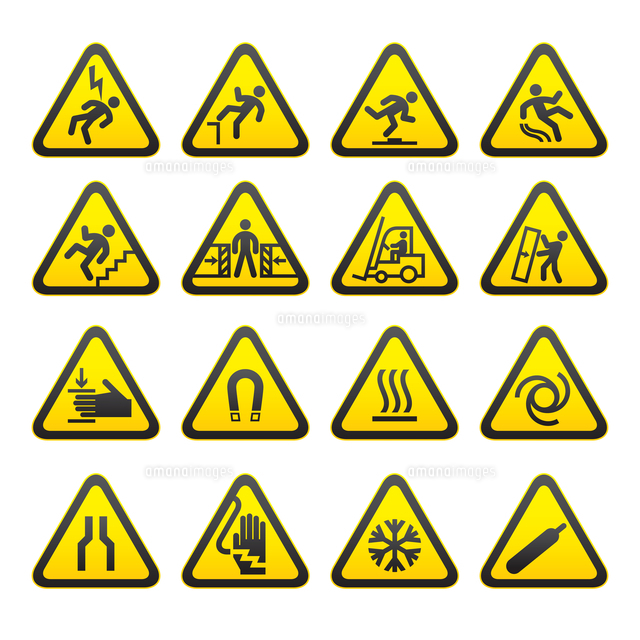 Set Simple Of Triangular Warning Hazard Signs の写真素材 イラスト素材 アマナイメージズ