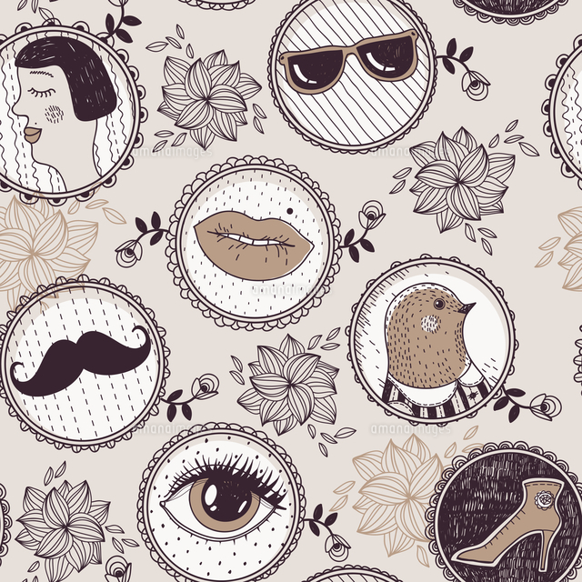 vector seamless pattern with vintage lockets[60016018877]の写真素材・イラスト素材 ...