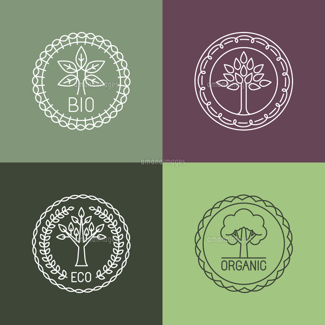Vector Organic Badges Outline Circle Monograms And Logos Ecology And Bio Design Elements の写真素材 イラスト素材 アマナイメージズ