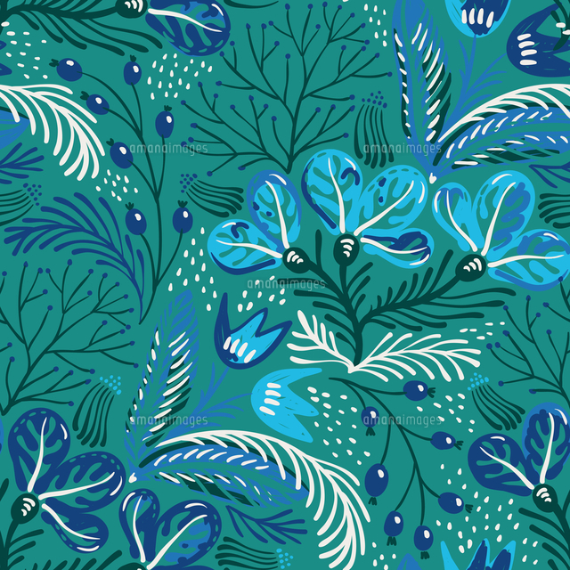 vector floral seamless pattern with abstract flowers and plants ...