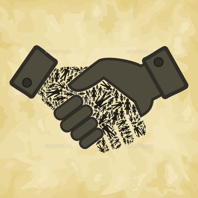 Hand Shake Made Of The Person A Vector Illustration の写真素材 イラスト 素材 アマナイメージズ