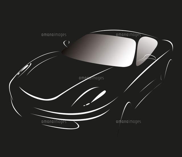 Silhouette Of The Car On A Black Background Vector Art の写真素材 イラスト素材 アマナイメージズ