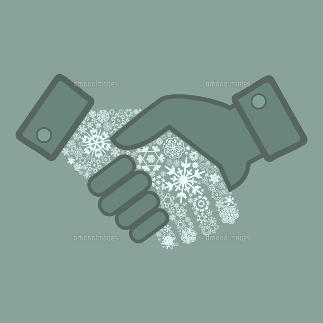 Hand Shake Made Of Snowflakes A Vector Illustration の写真素材 イラスト 素材 アマナイメージズ