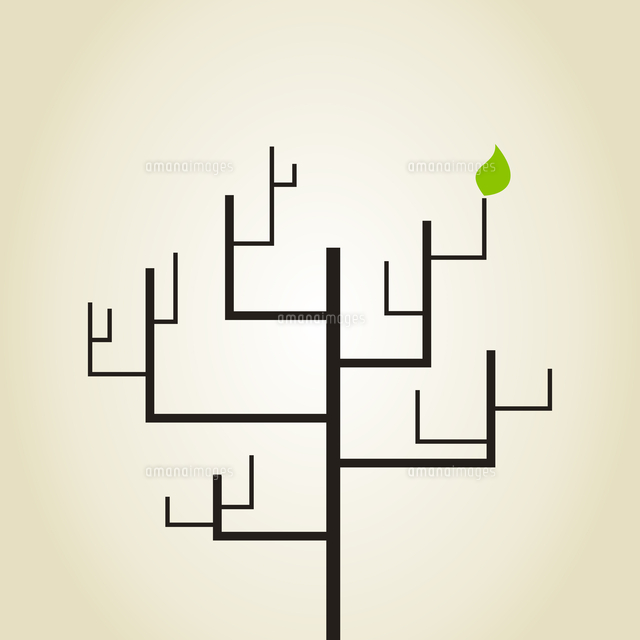 Abstract tree with green leaf on a branch[60016025918]の写真素材・イラスト素材｜アマナイメージズ