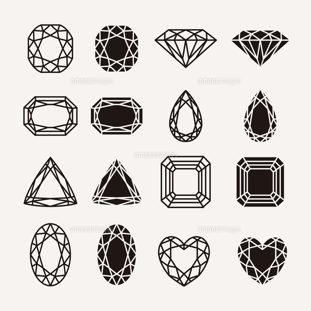 Diamond, gem, jewel icons set isolated vector illustration 
