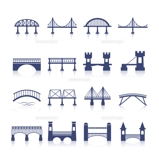 Bridge Architecture City Landmark Silhouette Icon Set Isolated Vector Illustration の写真素材 イラスト素材 アマナイメージズ