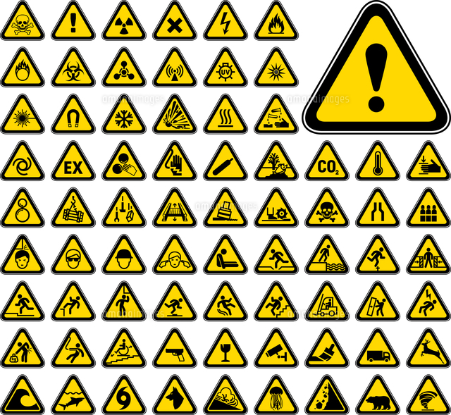 72 Triangular Warning Hazard Symbols の写真素材 イラスト素材 アマナイメージズ