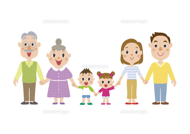 手をつなぐ三世代家族 の写真素材 イラスト素材 アマナイメージズ