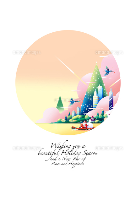 クリスマスカード 朝焼けの中 旅立ちのサンタクロース の写真素材 イラスト素材 アマナイメージズ クリスマスカード 朝焼けの中 旅立ちのサンタクロース の写真素材 イラスト素材 アマナイメージズ