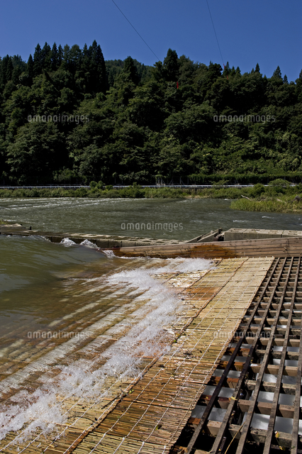 最上川鮎のやな場 の写真素材 イラスト素材 アマナイメージズ