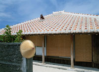 家の瓦のシーサーと生垣の笠 竹富町 沖縄県 7月 の写真素材 イラスト素材 アマナイメージズ