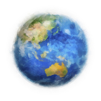 絵画調表現の地球（アジア）[10143009928]の写真・イラスト素材