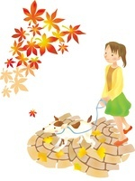 絵 題   犬と紅葉 秋 動物 紅葉 犬のイラスト素材 - PIXTA