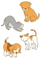 【完全受注】犬　猫　絵　イラスト 犬猫イラスト/無料イラスト素材