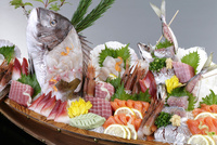 お刺身船盛り模型（中古品）全長約80cm程度 お刺身船盛り模型（中古品）全長約80cm程度