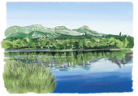 湖の絵 川瀬巴水による浮世絵「Lake Towada - 十和田湖」