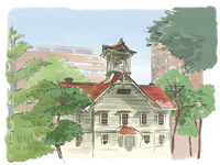 緑が眩しい札幌市時計台[10822000023]の写真・イラスト素材｜アマナ