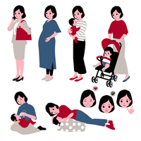 妊娠 出産 イラストのイラスト素材 アマナイメージズ