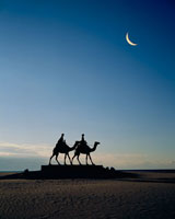 月と月の砂漠の像[25144008195]の写真・イラスト素材｜アマナイメージズ