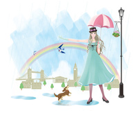 頭に花を飾った横顔の女性 の写真素材 イラスト素材 アマナイメージズ