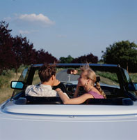 オープンカーに乗るカップル の写真素材 イラスト素材 アマナイメージズ