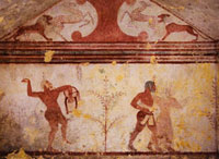 モンテロッツィ遺跡の墳墓の壁画[01888608529]の写真・イラスト素材