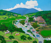 入道雲が広がる田舎の風景 夏 の写真素材 イラスト素材 アマナイメージズ