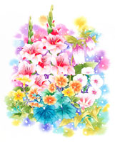 グラジオラスやホタルブクロなど夏のブーケ の写真素材 イラスト素材 アマナイメージズ