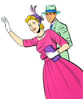 アメコミイラスト 男女お出掛け の写真素材 イラスト素材 アマナイメージズ