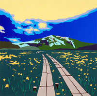 切り絵 尾瀬風景ミズバショウ[02237007137]の写真・イラスト素材