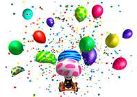 大砲から飛び出す風船と紙ふぶき 02237007592 の写真素材 イラスト素材 アマナイメージズ